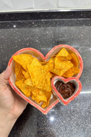 Heart-Shaped Chip and Dip Bowl The Perfect Treat for Romantic Evenings