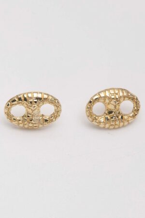 Nugget Design Puffed Mariner Link Stud Earrings in 10K Yellow Gold A Timeless Treasure for Everyday Elegance