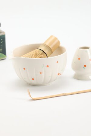 Exquisite Hand-Painted Cherry Ceramic Matcha Bowl Set A Journey into Tranquility