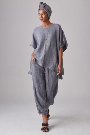 NO.246 Women's Minimalist Loose Kaftan Top Effortless Comfort in Natural Fibers