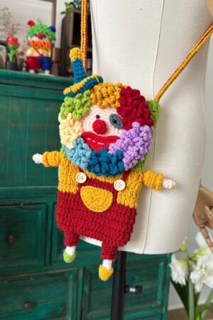 Handmade Crochet Clown Phone Bag A Quirky and Unique Gift for Her