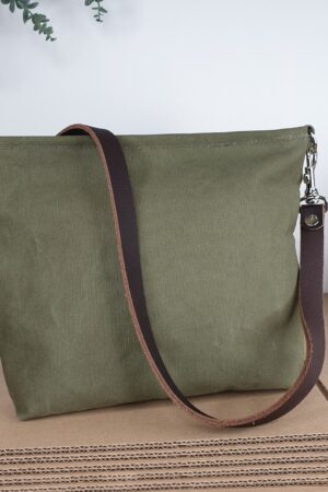 Olive Green Canvas Shoulder Bag Lightweight and Stylish for Women and Girls