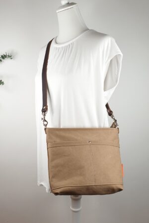 Khaki Canvas Crossbody Bag Lightweight, Durable, and Stylish