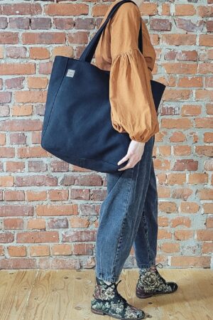 Everyday Black Eco Nubuck Handbag The Perfect Oversized Tote for the Conscious Fashionista