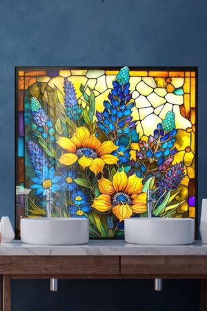 Sunflower Symphony Heat-Resistant Tempered Glass Backsplash for a Radiant Kitchen