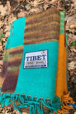 Himalayan Handmade Tibetan Yak Wool Blanket Shawl XL 4x8 ft, Soft, Warm, Lightweight, Colorful Travel or Home Throw