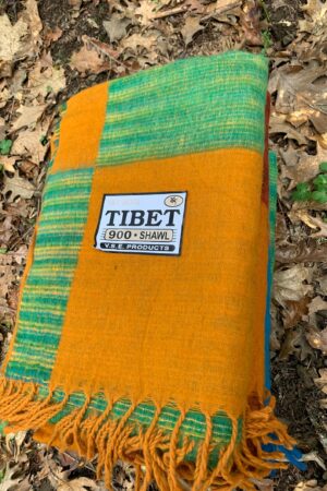 Himalayan Handmade Tibetan Yak Wool Blanket Shawl XL 4x8 ft, Soft, Warm, Lightweight, Colorful Travel or Home Throw