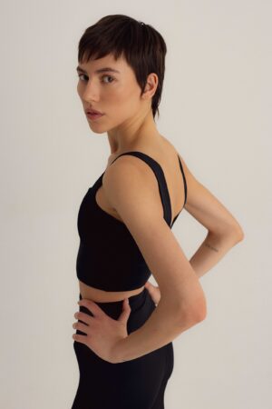 Sustainable Style Elevate Your Workouts with Our Black ECONYL? Crop Top