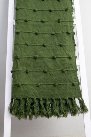 Deep Green Handwoven Cotton Throw Blanket Embrace Nature's Cozy Embrace