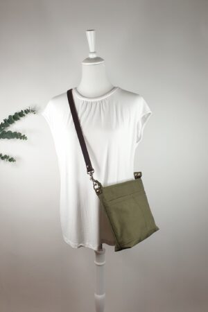 Olive Green Canvas Shoulder Bag Lightweight and Stylish for Women and Girls