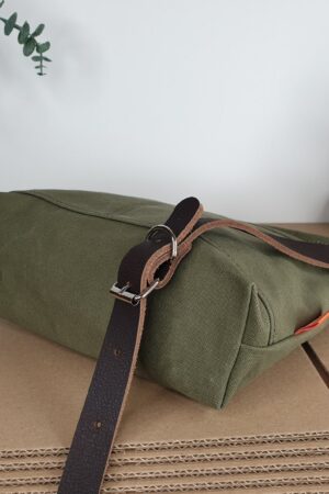 Olive Green Canvas Shoulder Bag Lightweight and Stylish for Women and Girls