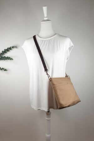 Khaki Canvas Crossbody Bag Lightweight, Durable, and Stylish