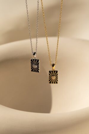 Pave Sun Tag Necklace Celestial Charm with Diamond Stones, a Minimalist Statement Piece for Her (NR184)