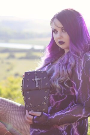 GOTHX Mini Black Vegan Gothic Cross Coffin Chain Bag - Embrace the Darkness with Style