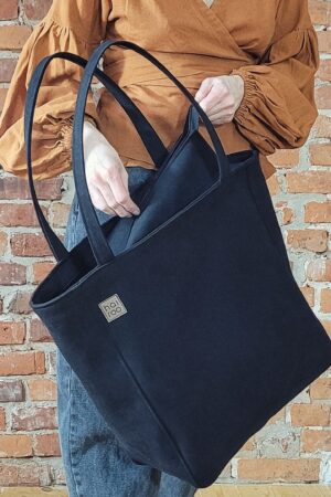 Everyday Black Eco Nubuck Handbag The Perfect Oversized Tote for the Conscious Fashionista