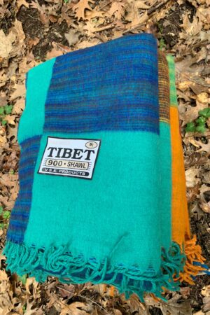 Himalayan Handmade Tibetan Yak Wool Blanket Shawl XL 4x8 ft, Soft, Warm, Lightweight, Colorful Travel or Home Throw