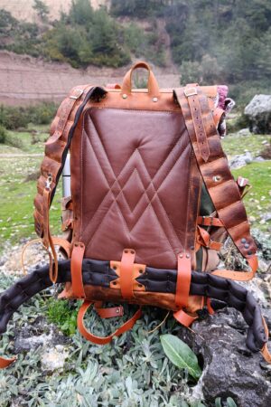 45L Handmade Leather and Waxed Canvas Bushcraft Backpack Your Rugged Companion for Wilderness Adventures