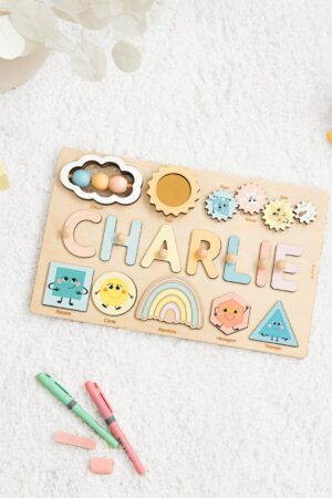 Personalized Wooden Name Puzzle Montessori Educational Toy for Toddlers, First Birthday Gift for Girls, Busy Puzzle for Kids