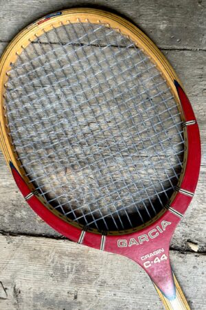 Vintage 70s Garcia Cragin C-44 Wood Tennis Racquet with Vinyl Zip Cover