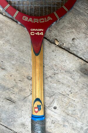 Vintage 70s Garcia Cragin C-44 Wood Tennis Racquet with Vinyl Zip Cover