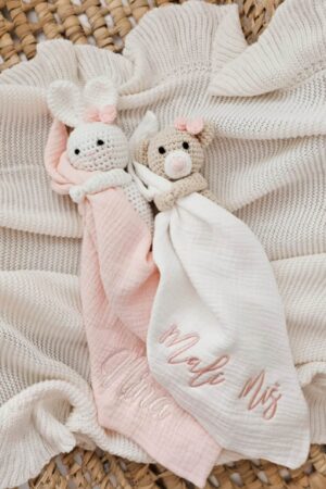 Personalized Baby Comforter Embroidered Security Blanket, Bunny Lovey, Muslin Comforter, Unique New Baby Gift, First Easter Present