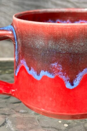 Mesmerizing Crimson and Azure Ceramic Mug A Symphony of Hues