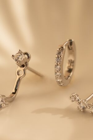 Caitlyn Minimalist Diamond Earring Set Elevate Your Style with Graceful Ear Climber and Jacket