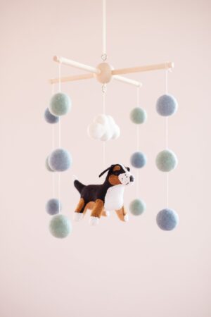 Bernese Mountain Dog and Cloud Baby Mobile A Celestial Adventure for Your Little One