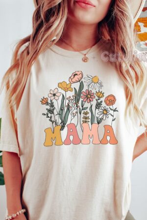 Wildflower Mama Comfort Colors Retro Mom T-Shirt, Perfect Mother's Day Gift