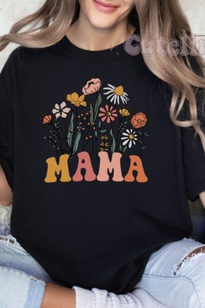 Wildflower Mama Comfort Colors Retro Mom T-Shirt, Perfect Mother's Day Gift