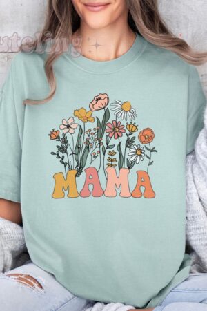 Wildflower Mama Comfort Colors Retro Mom T-Shirt, Perfect Mother's Day Gift