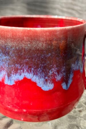 Mesmerizing Crimson and Azure Ceramic Mug A Symphony of Hues