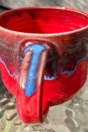 Mesmerizing Crimson and Azure Ceramic Mug A Symphony of Hues