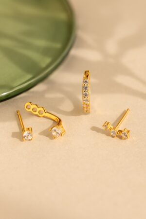 Caitlyn Minimalist Diamond Earring Set Elevate Your Style with Graceful Ear Climber and Jacket