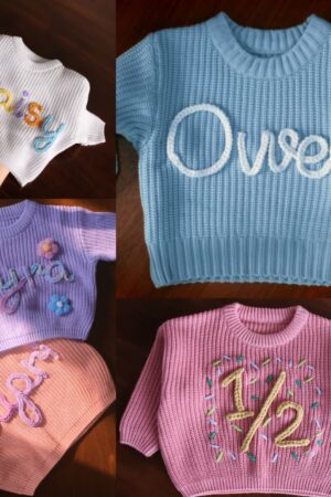 Personalized Baby Knit Sweater Embroidered Name, Perfect for Coming Home Outfit or Gift