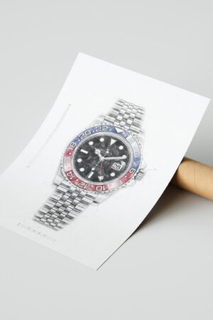 Rolex GMT Master II Ref. 126710BLRO 'Pepsi' - Digitally Created Technical Watch Print