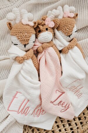 Personalized Baby Comforter Embroidered Security Blanket, Bunny Lovey, Muslin Comforter, Unique New Baby Gift, First Easter Present