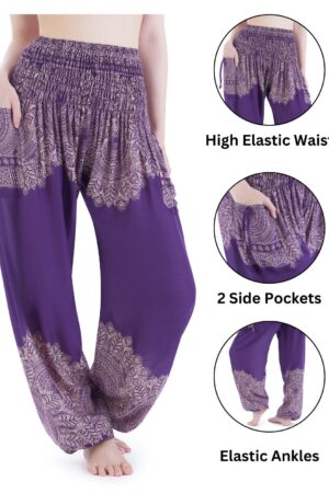 Purple Hippie Harem Pants Comfy Loungewear, Yoga Pants, Festival Wear, Boho Gift