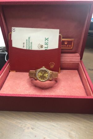 Rolex Datejust President 18k Yellow Gold Factory Diamond Dial and Bezel Ladies 26mm Watch 69178 - Pristine Elegance