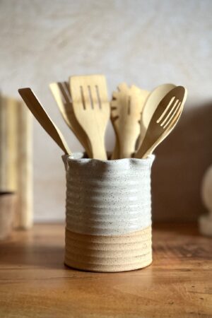 Artisan-Crafted Stoneware Utensil Crock Elevate Your Kitchen with Style and Functionality