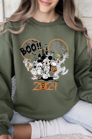 Enchanting Disney Halloween 2024 Family Matching Shirts Spooktacular Adventure with Mickey, Minnie, and Friends