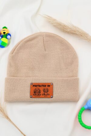 Personalized Baby Beanie with Vegan Leather Name Patch A Unique and Thoughtful Gift for Little Ones