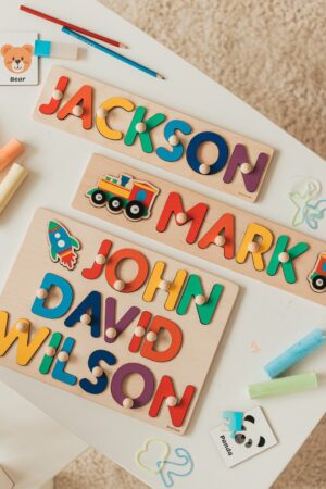 Personalized Wooden Name Puzzle A Cherished Gift for Baby Showers, First Birthdays, and Montessori Play