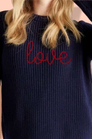 Personalized Organic Cotton Knit Sweater Hand-Embroidered, Custom-Stitched for You