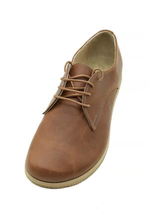 Handmade Barefoot Tan Oxford Shoes Zero Drop Sole, Wide Toe Box, Grounding