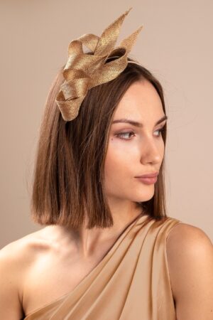 Gilded Glamour Sculptural Fascinator for Weddings and Special Occasions