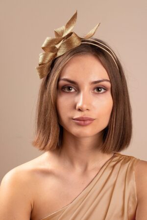 Gilded Glamour Sculptural Fascinator for Weddings and Special Occasions