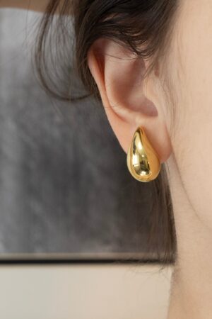 Kendall Drop Dome Earrings Solid Gold K14 Chunky Stud Earrings, A Timeless Gift for Her