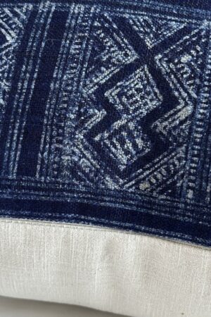 Handcrafted Indigo Hemp Pillow Cover Vintage Hmong Textile for Bohemian Flair