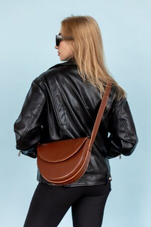 Chic Half-Moon Leather Bag The Perfect College Companion and Graduation Gift